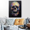 Quadro Decorativo Canvas Caveira Colorida No Fundo Preto 86cm X 62cm - 1