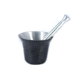 Almofariz Craqueado Socador de Alho Médio Preto - 1