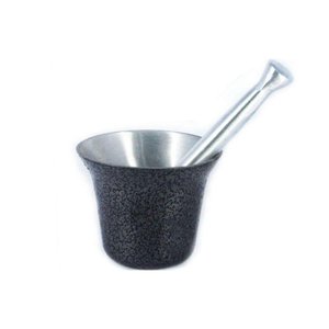 Almofariz Craqueado Socador de Alho Médio Preto