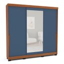 Ver imagem 2 de Roupeiro Porto 3 Portas de Correr com Espelho 217x213cm Freijó/Azul 240850