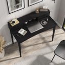 Ver imagem 7 de Mesa Escrivaninha Preto Retro Escritório Madeira Milano 4 Gavetas 1 Nicho Idimex
