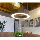 Ver imagem 2 de Lustre Pendente Anel Ripado 60cm - Madeira Imbuia, Bivolt