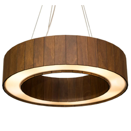Lustre Pendente Anel Ripado 60cm - Madeira Imbuia, Bivolt - 3