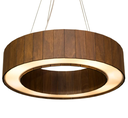Ver imagem 3 de Lustre Pendente Anel Ripado 60cm - Madeira Imbuia, Bivolt