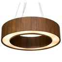 Ver imagem 3 de Lustre Pendente Anel Ripado 60cm - Madeira Imbuia, Bivolt