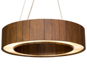 Ver imagem 1 de Lustre Pendente Anel Ripado 60cm - Madeira Imbuia, Bivolt