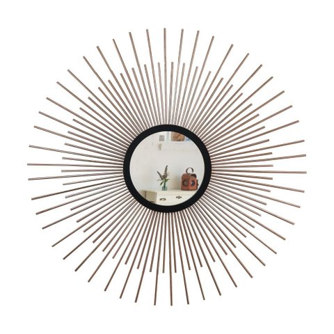 Espelho decorativo de parede redondo com moldura palitada Cintilante Rose gold