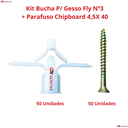Ver imagem 5 de Kit Bucha para Gesso Fly Nº3+parafuso Chipboard 4,5x40 100unid