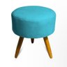 Puff Decorativo Redondo Pés Palito Suede Azul Tiffany Rocha Móveis - 1
