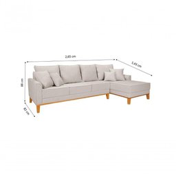 Sofá Living 4 Lugares Beny com Chaise Lado Esquerdo Linho Império Cru 184 - 4