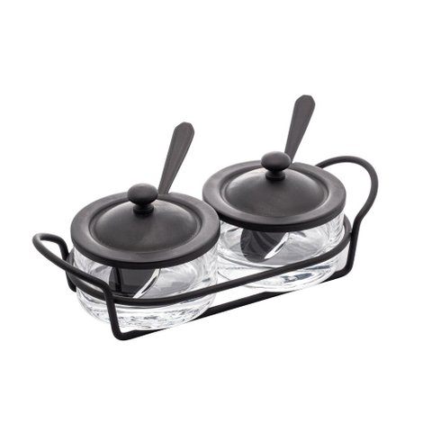 Porta Geléia de Aço Inox Italy Preto Fosco 24cm X 10cm