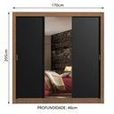Ver imagem 3 de Guarda-Roupa Casal Madesa Lyon Plus 3 Portas de Correr com Espelho 4 Gavetas Rustic/Preto Cor:Rustic