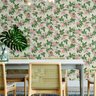 Papel De Parede Vinilico 4112 Floral Bege Rosa Verde Passaros - 4