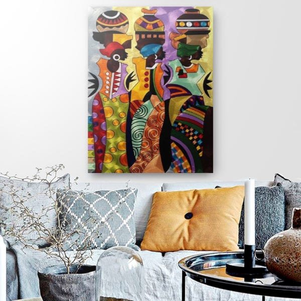 Quadro Decorativo Canvas Três Africanas Abstratas 86cm X 62cm - 1