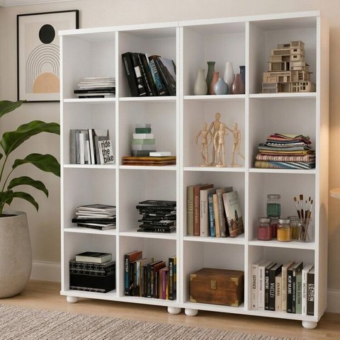 Kit 2 Estantes Multiuso para Livros com 8 Nichos 153CMX74CM Yescasa Branco