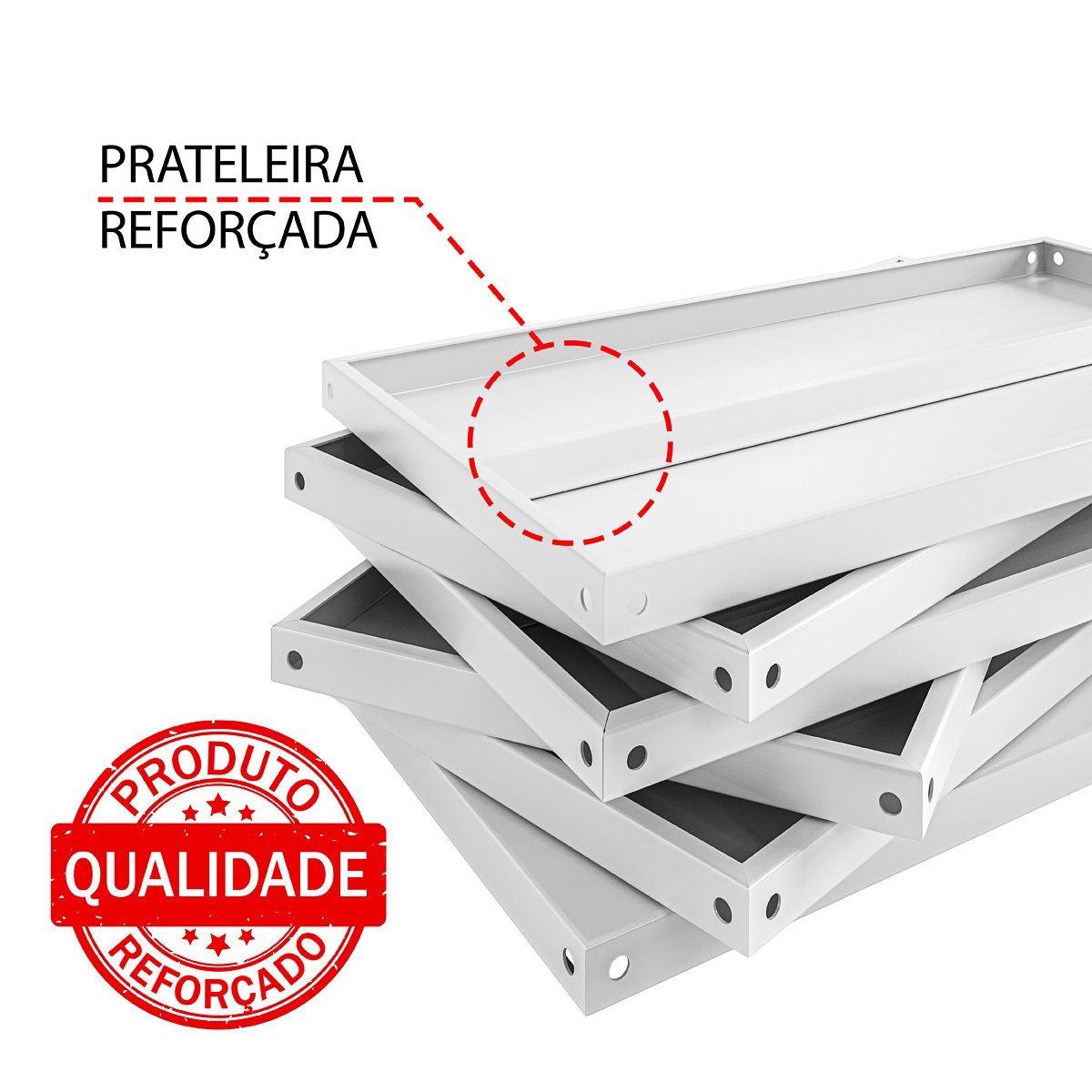 Estante / Prateleira de Aço 60cm 5 Bandejas Suporta 100kg:branco - 4