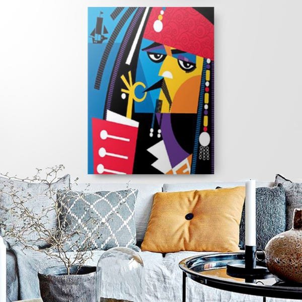 Quadro Decorativo Canvas Capitão Jack Sparrow Colorido Abstrato 86cm X 62cm - 1