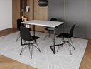 Ver imagem 1 de Mesa Industrial Base Ferro Preto em V Tampo 137x90 Branco 4 Cadeiras Eames Assento Preto Ferro Pre