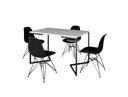 Ver imagem 2 de Mesa Industrial Base Ferro Preto em V Tampo 137x90 Branco 4 Cadeiras Eames Assento Preto Ferro Pre