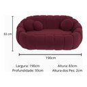 Ver imagem 5 de Namoradeira Concha Decorativa 190cm Sala Suede:bordô/liso