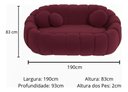 Ver imagem 5 de Namoradeira Concha Decorativa 190cm Sala Suede:bordô/liso