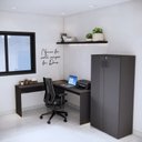 Ver imagem 3 de Armário de Escritório Alto com 2 Portas Chave de Fechadura e 3 Prateleiras Multiuso Studio Metalwood