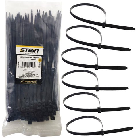 ABRAÇADEIRA NYLON ENFORCA GATO LINGUA DE SOGRA STEIN PRETA 150 X 3,6mm (100 PÇS)