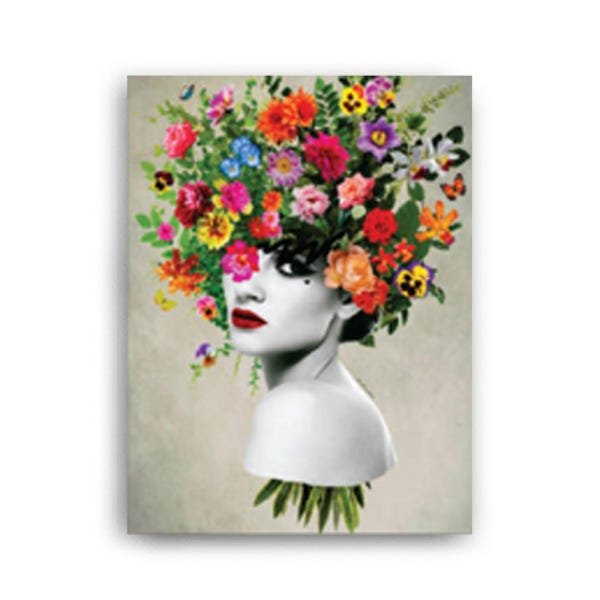 Quadro Decorativo Canvas Com Mulher Florida Na Cabeça 136x86cm - 2