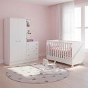 Ver imagem 1 de Quarto de Bebe Infantil Doce Sonho Berço Vira Cama e Guarda Roupas com Cômoda Qmovi