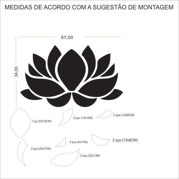 Espelho Decorativo Acrílico Aplique Flor Lotus 34x57cm 38209 - 2