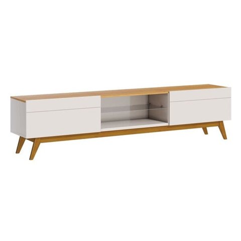 Rack Classic 2 Gavetas 180cm Off White com Nature - Imcal Móveis