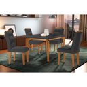 Ver imagem 1 de Conjunto: Mesa Sala Jantar Londrina C/ Tampo Madeirado C/ Vidro Canto Reto 120x80cm e 4 Cadeiras