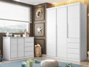 Ver imagem 1 de Jogo de Quarto com Guarda Roupa 3 Portas e 4 Gavetas + Cômoda 2 Portas e 4 Gavetas Pérola Branco - P
