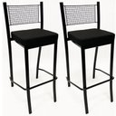 Ver imagem 1 de Kit 2 Banquetas para cozinha Empilhável preta assento em linho cor preto altura 65cm - Poltronas