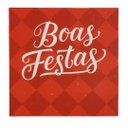 Ver imagem 1 de Kit Guardanapo de Natal Vermelho Boas Festas 25x25cm Folha Dupla Prime 40 Unidades