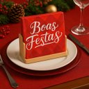 Ver imagem 2 de Kit Guardanapo de Natal Vermelho Boas Festas 25x25cm Folha Dupla Prime 40 Unidades