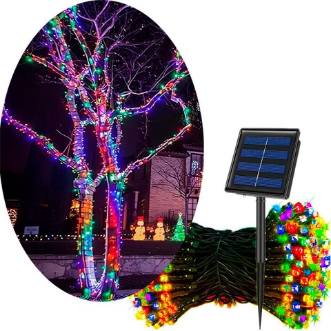 Pisca Fio Luzes Leds Solar Colorido 500 Lâmpadas Natal 50m