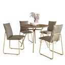 Ver imagem 2 de Conjunto de Sala de Jantar 4 Cadeiras Nala Carraro Noce Dourado