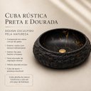 Ver imagem 7 de Cuba Rústica Pedra Preta com Veios Dourados de Resina Oval