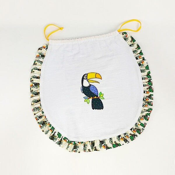Saco de pão bordado patchwork com suporte para apoio - Tucano - 2