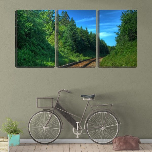 Quadro canvas 68x126 trilhos de trem entre mata - 2