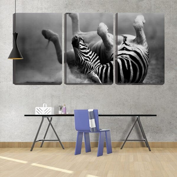 Quadro canvas 68x126 zebra de pernas pro ar pb - 2