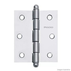 Dobradiça Simples Aço Carbono 6,3cmx7,6cm 3025 com Rolamento 3 Peças Pado