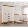 Berço Americano Vitória e Guarda Roupa Infantil Retro Maya Ambiente Off White Carvalho - Canaã - 1
