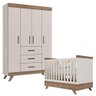 Berço Americano Vitória e Guarda Roupa Infantil Retro Maya Ambiente Off White Carvalho - Canaã - 6