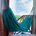 Ver imagem 1 de Combo Rede de Dormir Jeans Verde Básica mais Manta Jeans Off White