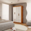 Ver imagem 1 de Guarda-Roupa Infantil Lisboa 4 Portas 2 Gavetas Cinamomo/Off White - Panorama Móveis