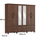 Ver imagem 2 de Guarda Roupa 6 Portas e 6 Gavetas Linha Ouro Madeira Maciça 2254wn Café Finestra