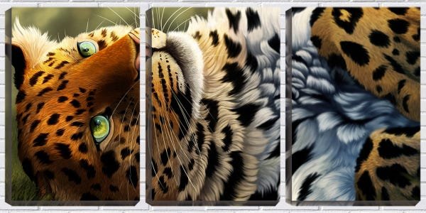 Quadro canvas 68x126 onça deita arte desenho - 1