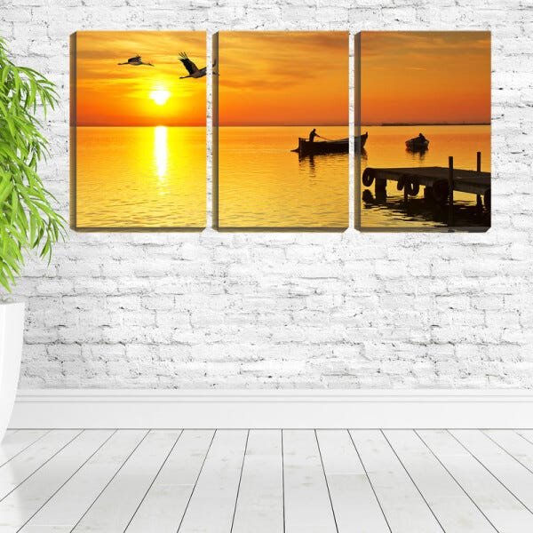 Quadro canvas 68x126 pescadores ao pôr do sol - 2